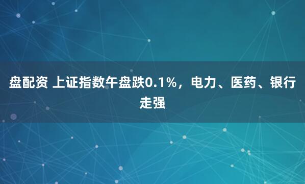 盘配资 上证指数午盘跌0.1%，电力、医药、银行走强