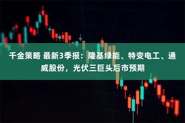 千金策略 最新3季报:隆基绿能、特变电工、通威股份,光伏三巨头后市预期