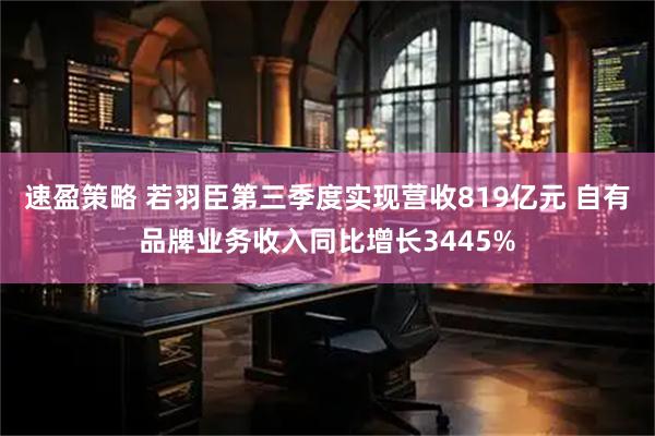 速盈策略 若羽臣第三季度实现营收819亿元 自有品牌业务收入同比增长3445%